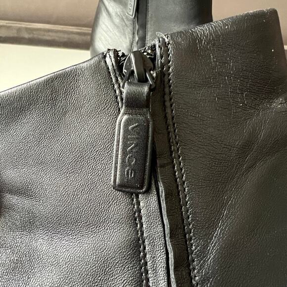 Vince Black Leather Pointed Toe Fane Booties Size 9 - Picture 9 of 11